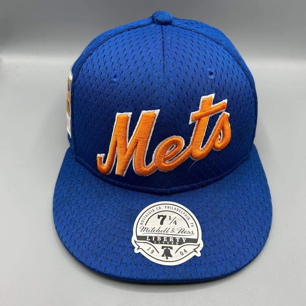 New York Mets MLB Hat Men 7 1/4 Blue Mesh Mitchell & Ness Fitted Cap New